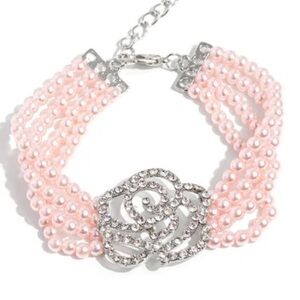 🩷⚪️🩷 “REGAL ROSE” PINK PEARL BRACELET WITH CRYSTAL RHINESTONES ~ PAPARAZZI❗️🩷⚪️🩷